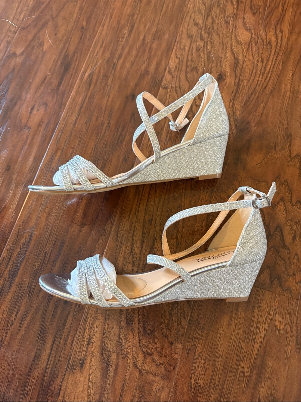 American Glamour by Badgley Mischka Wedge Strappy Heels Size 8.5